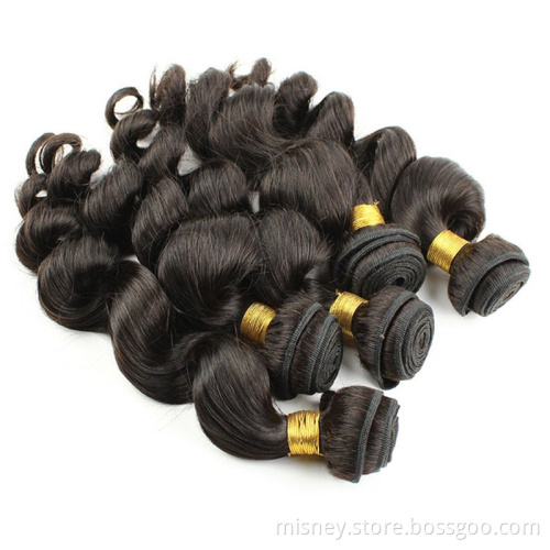 Virign Hair Brazilian Hair Weave Bundles Remy 100% Human Hair Extensions Loose Wave Hair Natural Color 8-26 Inch Misney Deals
